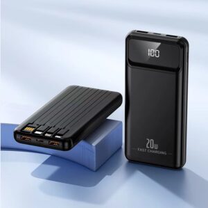 Fast charge power bank with build-in cable